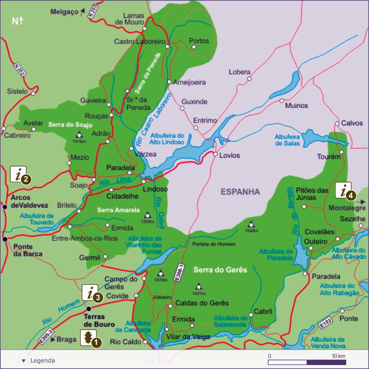 mapa Parque Nacional da Peneda Gerês