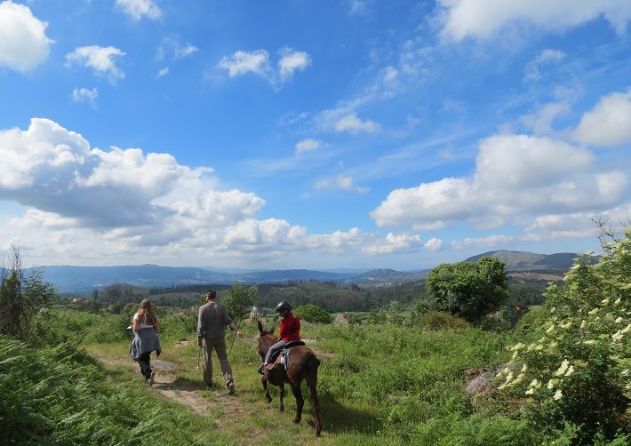 Randonnée pédestre en Chemins dans la nature, cascades et faune sauvage. Balade, randonnée avec âne Parc Naturel Serra de Arga Portugal. 